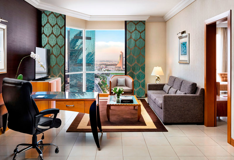 Guests can upgrade to the one bedroom suite at Fairmont Dubai as part of the deal Guests can upgrade to the one bedroom suite at Fairmont Dubai as part of the deal