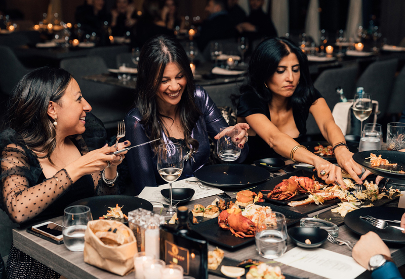 The restaurant features a Mediterranean and Italian menu, with dishes such as squid ink black cod and roasted Alaskan king crab The restaurant features a Mediterranean and Italian menu, with dishes such as squid ink black cod and roasted Alaskan king crab