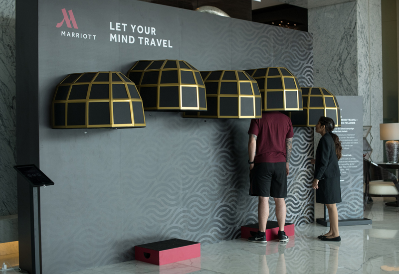 Each of the pods emit a scent to reflect the location of the Marriott hotel Each of the pods emit a scent to reflect the location of the Marriott hotel